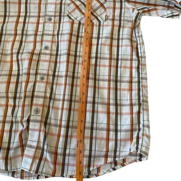 Cloudveil Plaid Button Shirt Orange Brown Biege Mens Size XL Short Sleeve - Picture 6 of 7